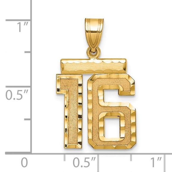 14K Yellow Gold, Varsity Collection, Medium D/C Pendant Number 16 - Picture 2 of 3